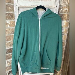 Vince green  hooded waffle knit full zip hoodie sz XL. Good used condition.